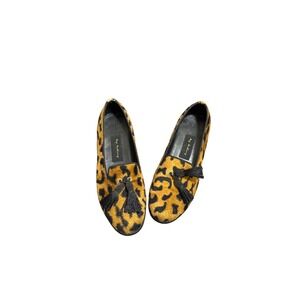 May Anthony Leopard Print Loafers with Tassels,Slip On Flats, Animal Print Shoes
